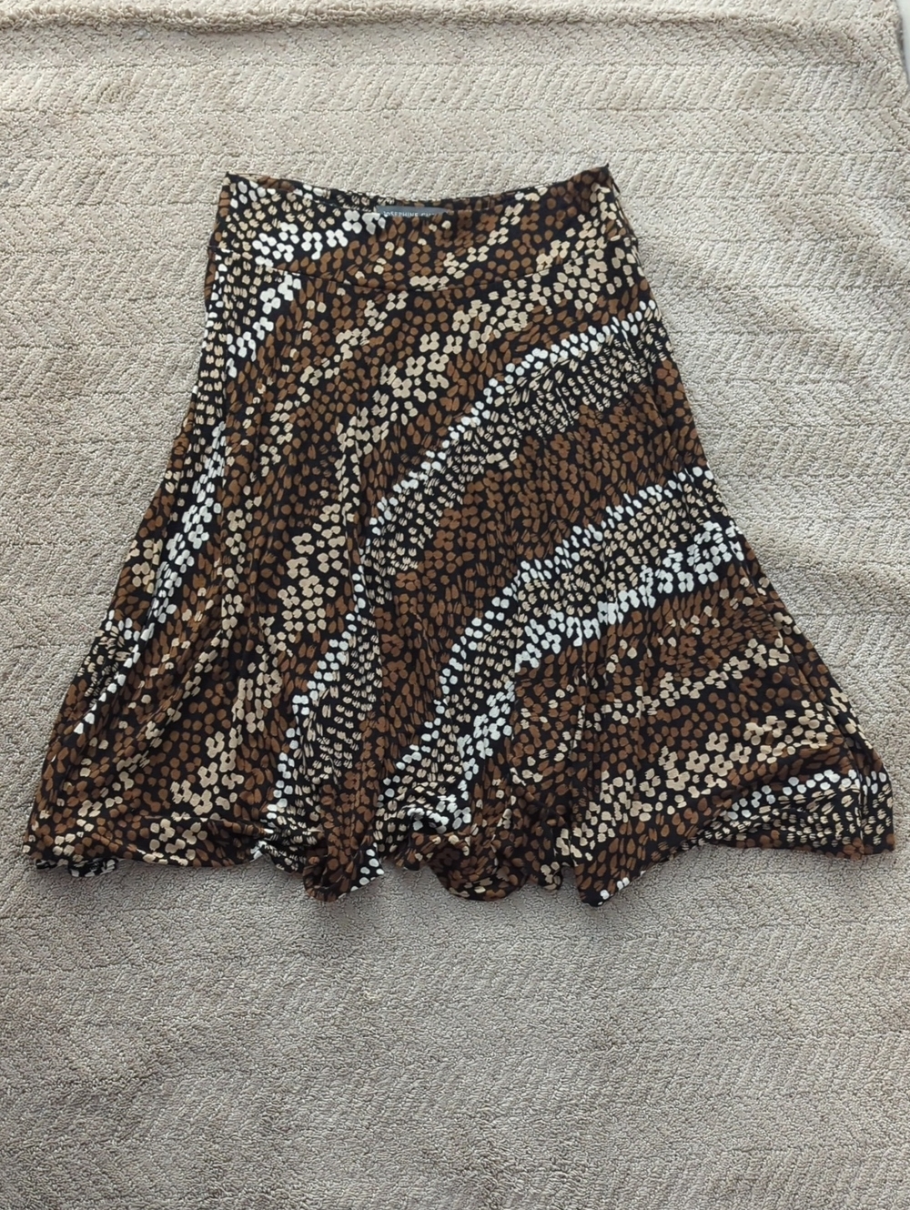 Josephine Chaus Brown, Cream & Black Printed Circle Skirt